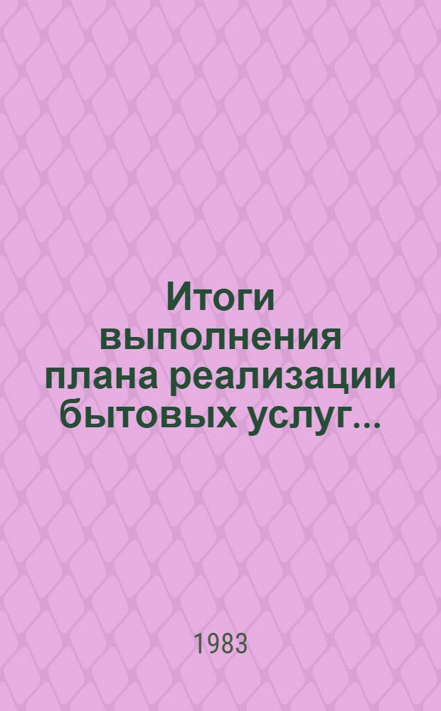 Итоги выполнения плана реализации бытовых услуг... (по телеграф. дан.). ... за январь- август 1983 года