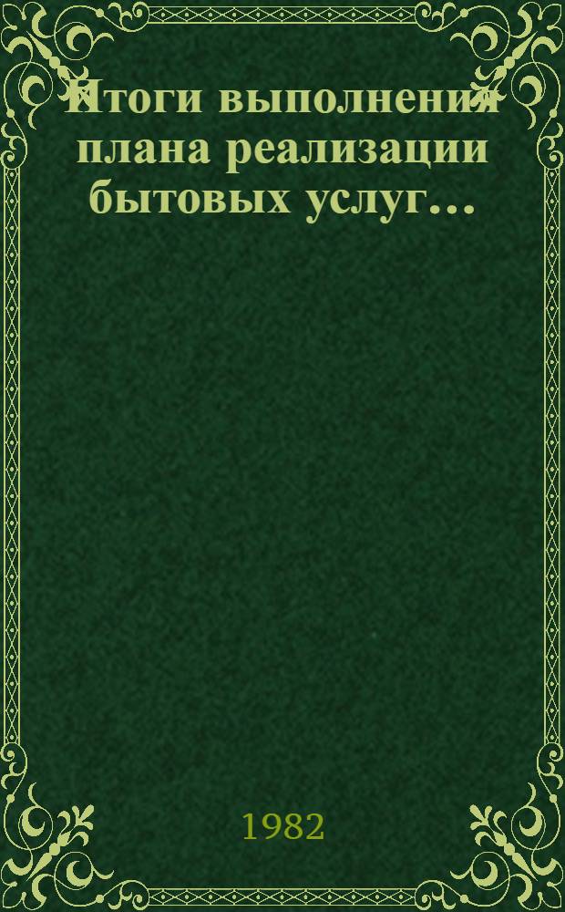 Итоги выполнения плана реализации бытовых услуг... (по телеграф. дан.). ... за январь-декабрь 1981 г.