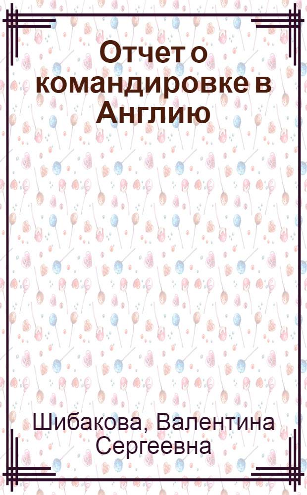 Отчет о командировке в Англию