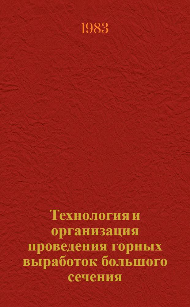 Технология и организация проведения горных выработок большого сечения : Обзор