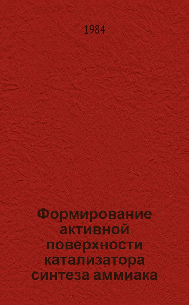 Формирование активной поверхности катализатора синтеза аммиака : Автореф. дис. на соиск. учен. степ. канд. хим. наук : (05.17.01)