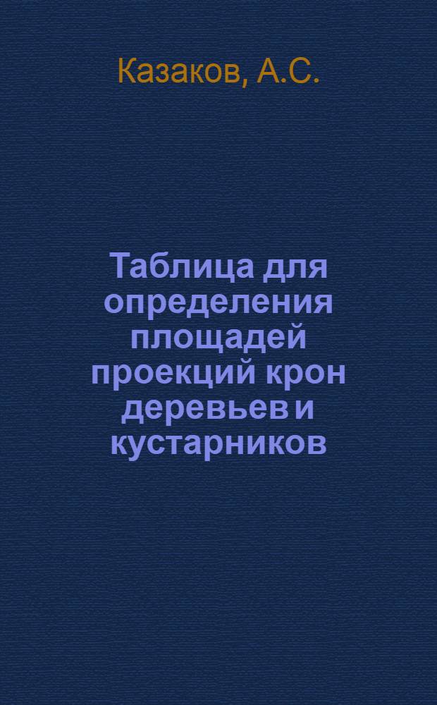 Таблица для определения площадей проекций крон деревьев и кустарников