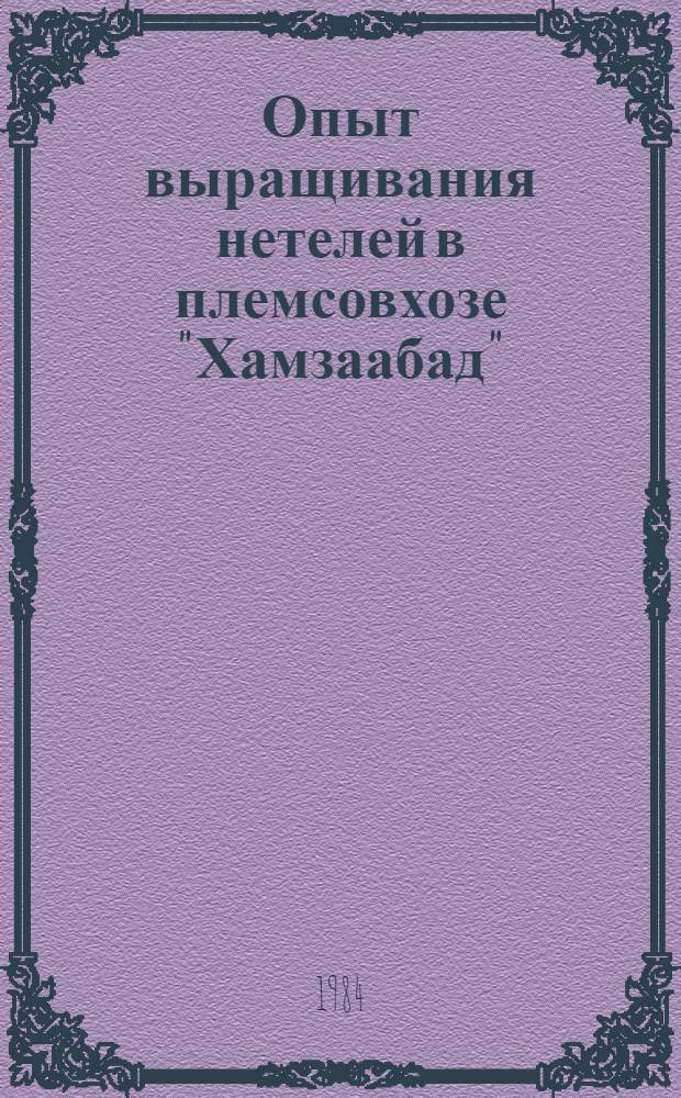 Опыт выращивания нетелей в племсовхозе "Хамзаабад"