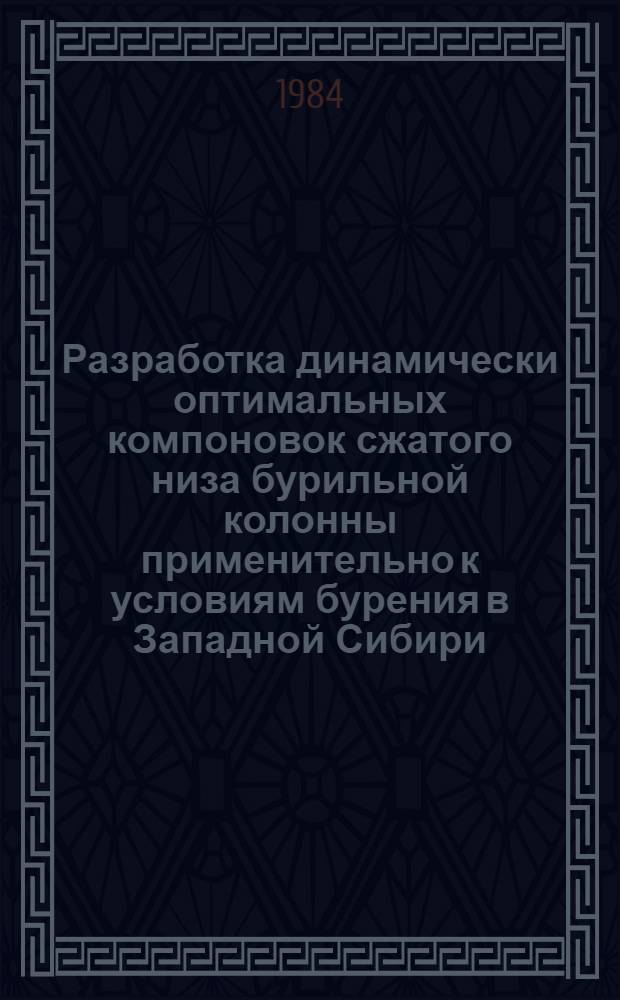 Разработка динамически оптимальных компоновок сжатого низа бурильной колонны применительно к условиям бурения в Западной Сибири : Автореф. дис. на соиск. учен. степ. канд. техн. наук : (05.15.10)
