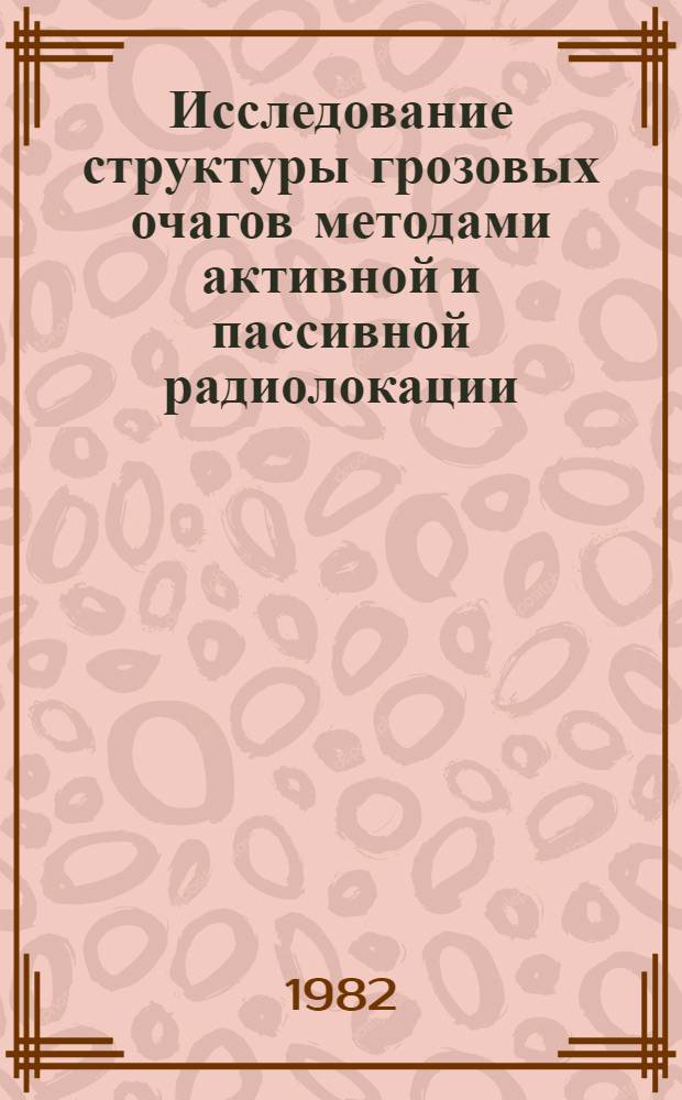 Исследование структуры грозовых очагов методами активной и пассивной радиолокации : Автореф. дис. на соиск. учен. степ. канд. физ.-мат. наук : (11.00.09)