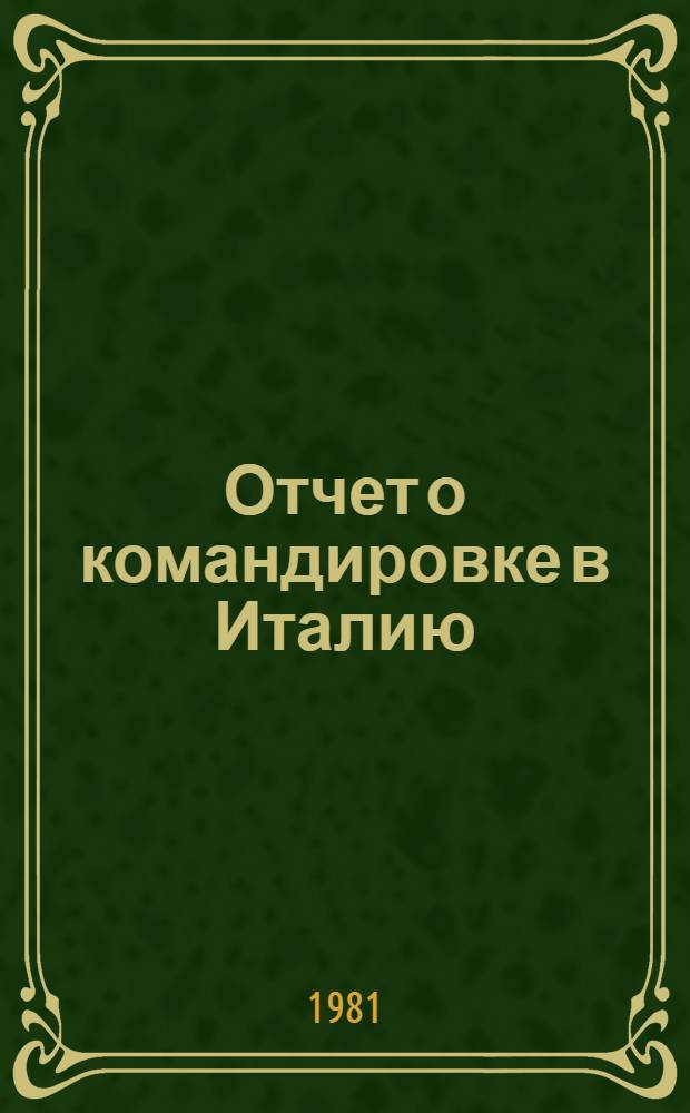 Отчет о командировке в Италию