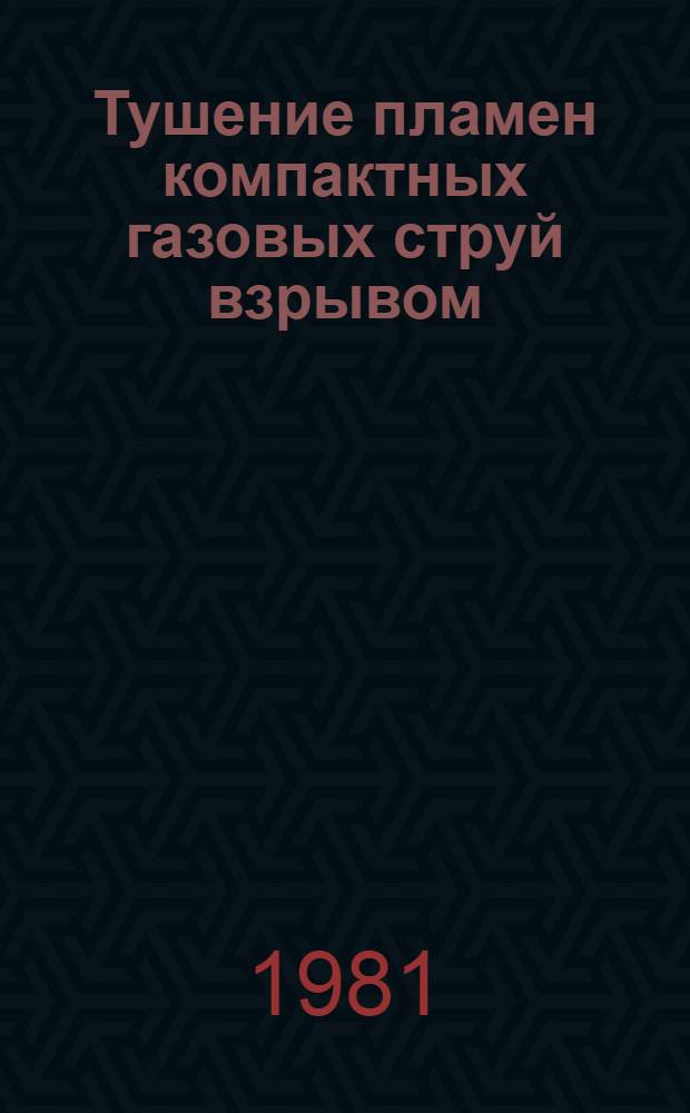 Тушение пламен компактных газовых струй взрывом : Автореф. дис. на соиск. учен. степ. канд. техн. наук : (05.26.01)