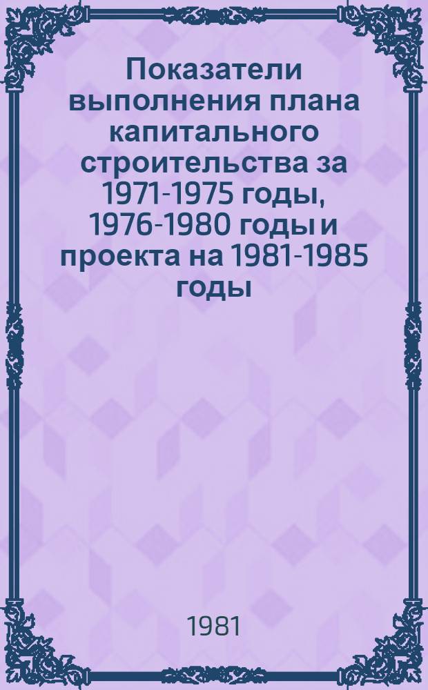 Показатели выполнения плана капитального строительства за 1971-1975 годы, 1976-1980 годы и проекта на 1981-1985 годы
