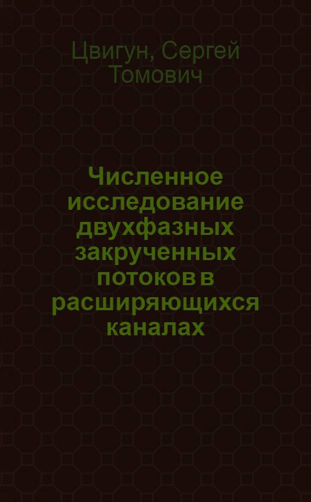 Численное исследование двухфазных закрученных потоков в расширяющихся каналах : Автореф. дис. на соиск. учен. степ. канд. техн. наук : (01.04.14)