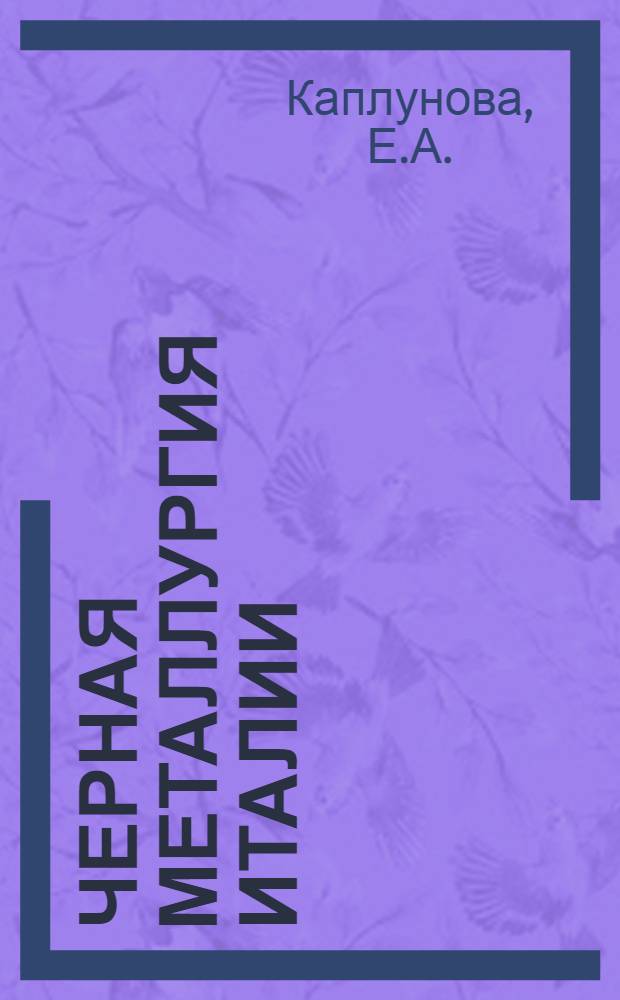 Черная металлургия Италии : (Техн.-экон. обзор)