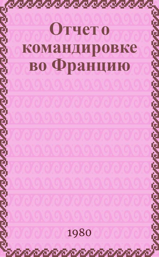 Отчет о командировке во Францию