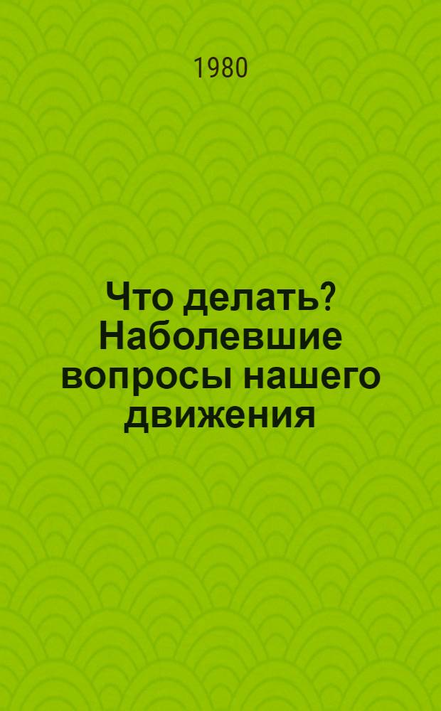 Что делать? Наболевшие вопросы нашего движения