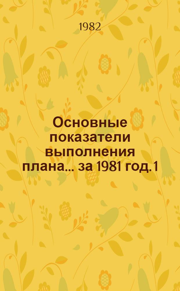 Основные показатели выполнения плана... ... за 1981 год. [1]