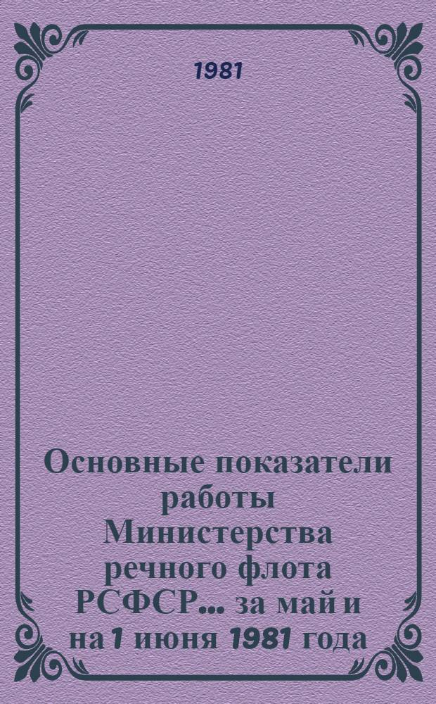 Основные показатели работы Министерства речного флота РСФСР... ... за май и на 1 июня 1981 года