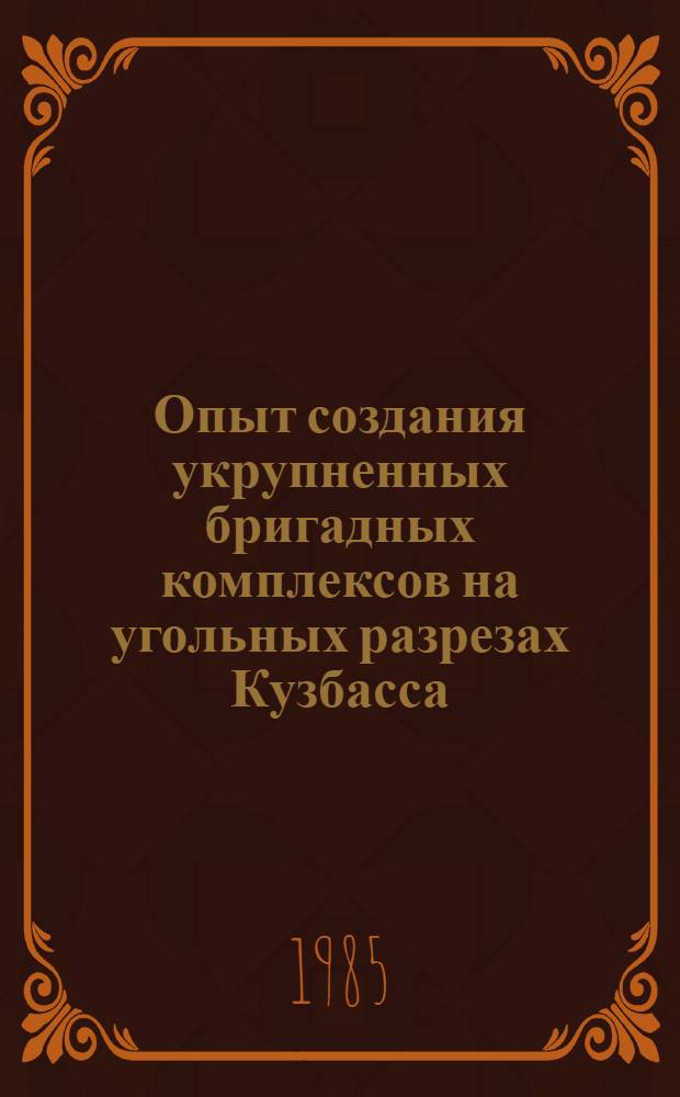 Опыт создания укрупненных бригадных комплексов на угольных разрезах Кузбасса : Обзор
