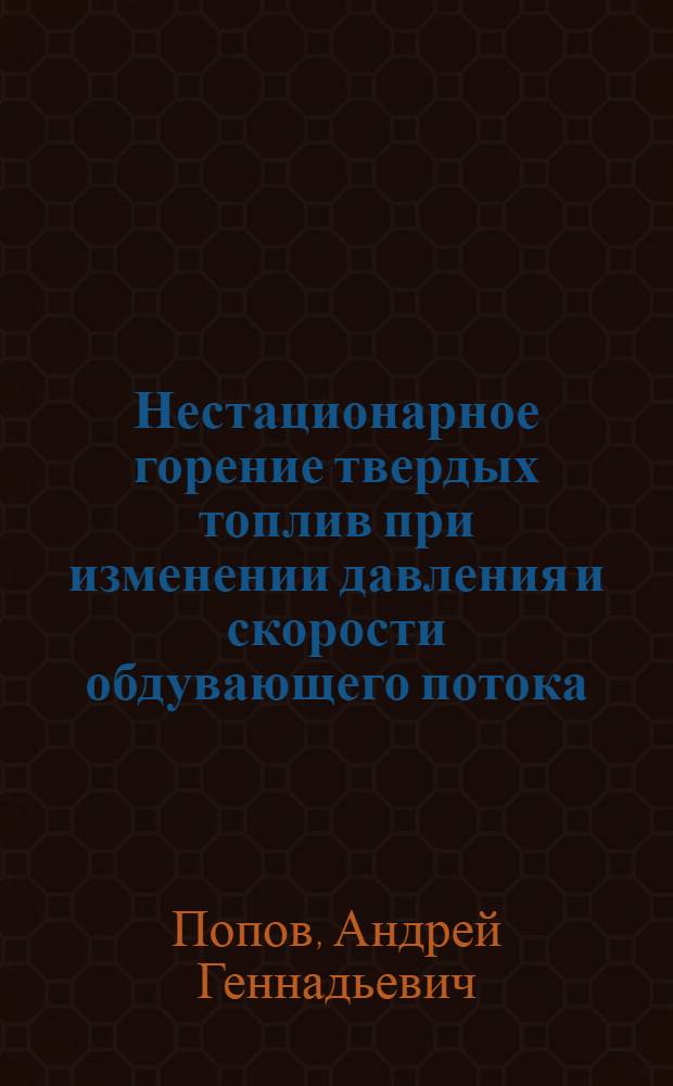 Нестационарное горение твердых топлив при изменении давления и скорости обдувающего потока : Автореф. дис. на соиск. учен. степ. канд. физ.-мат. наук : (01.04.17)