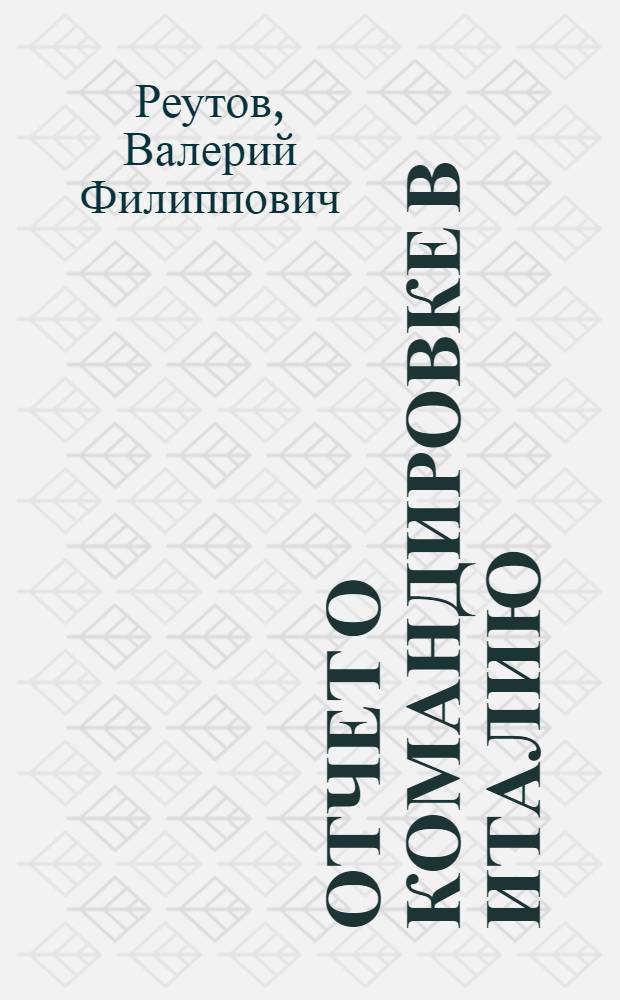 Отчет о командировке в Италию