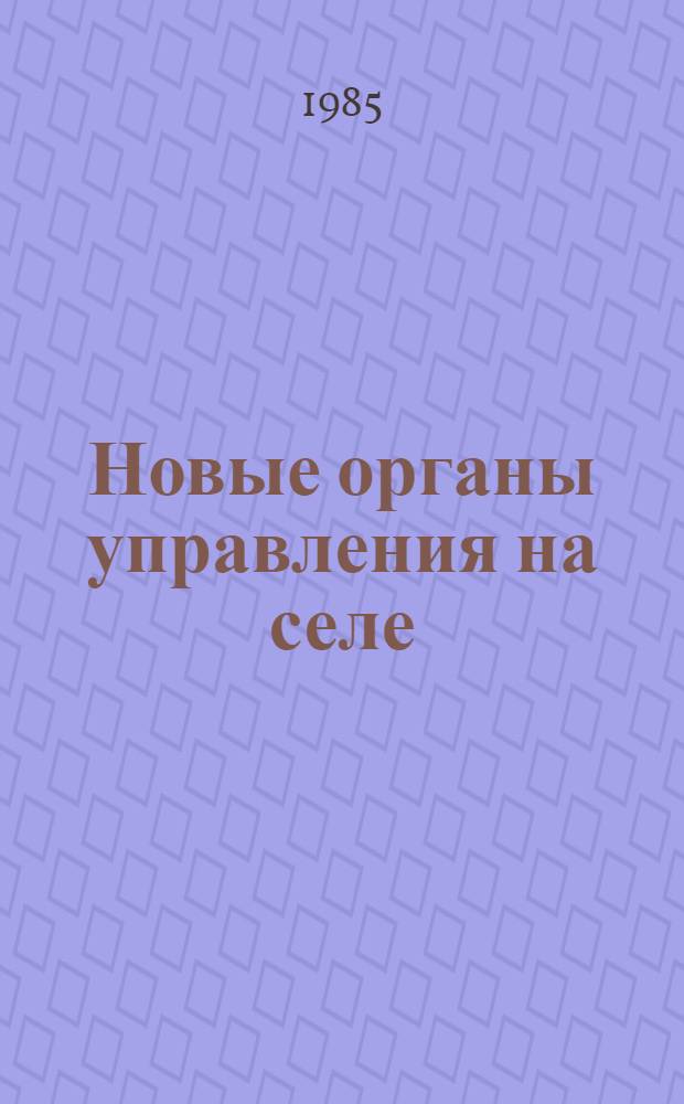 Новые органы управления на селе