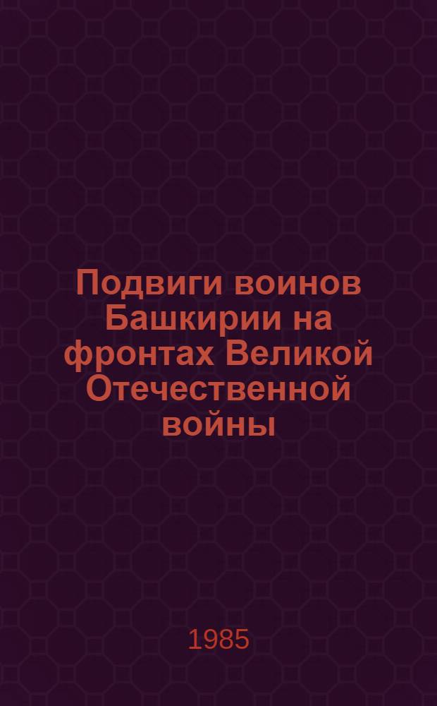 Подвиги воинов Башкирии на фронтах Великой Отечественной войны