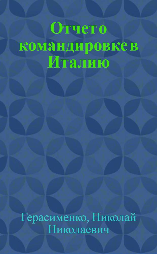 Отчет о командировке в Италию