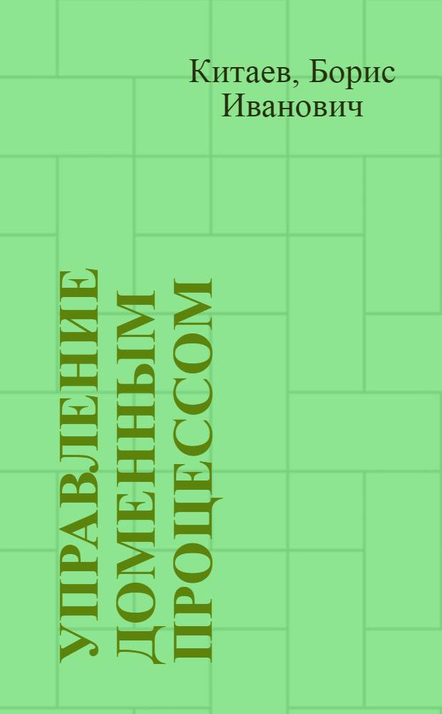 Управление доменным процессом : Учеб. пособие