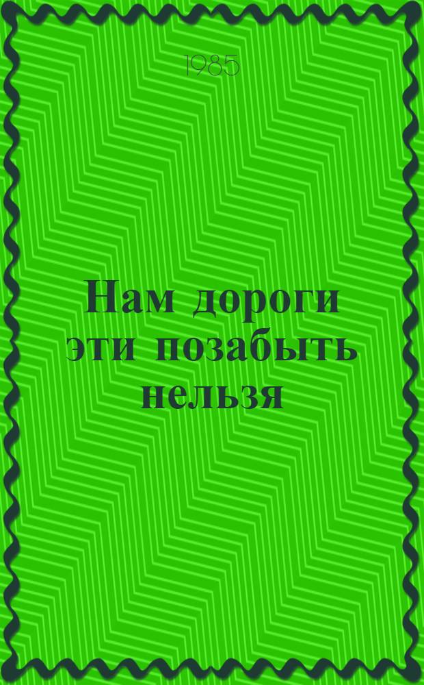 Нам дороги эти позабыть нельзя : Статьи. Воспоминания. Дневники