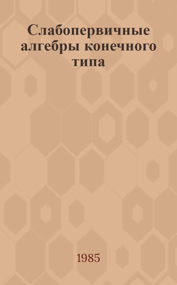 Слабопервичные алгебры конечного типа : Автореф. дис. на соиск. учен. степ. канд. физ.-мат. наук : (01.01.06)