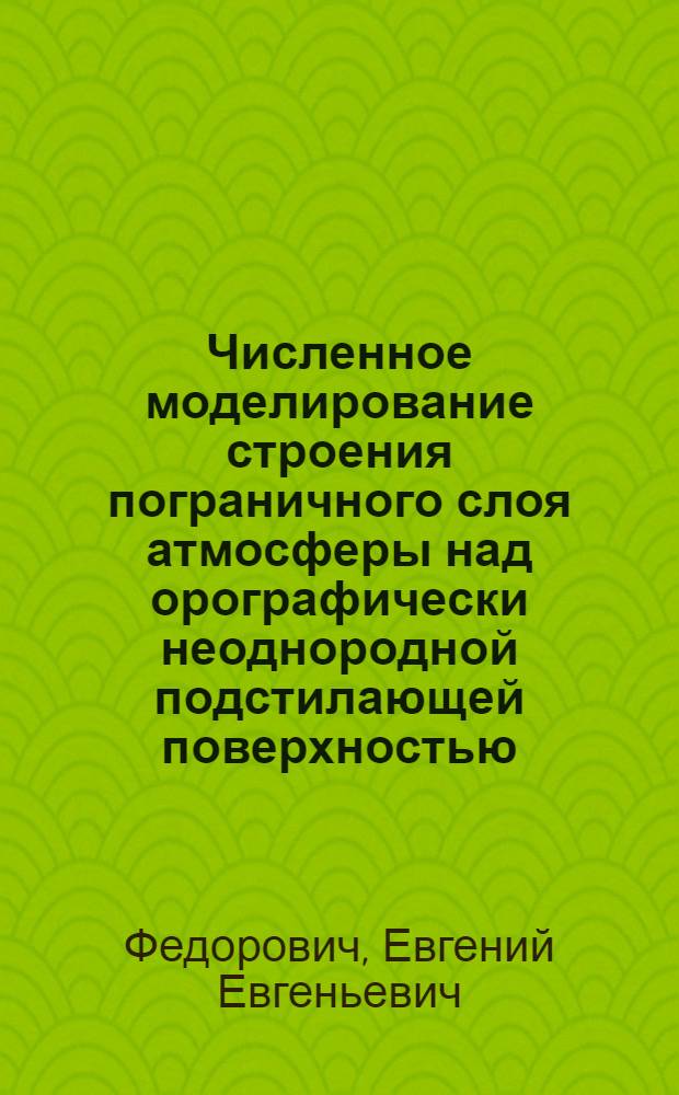 Численное моделирование строения пограничного слоя атмосферы над орографически неоднородной подстилающей поверхностью : Автореф. дис. на соиск. учен. степ. канд. физ.-мат. наук : (01.04.12)