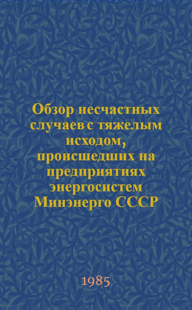 [Обзор несчастных случаев с тяжелым исходом, происшедших на предприятиях энергосистем Минэнерго СССР]
