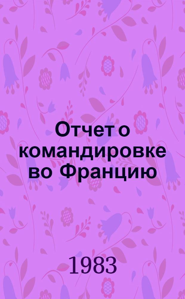 Отчет о командировке во Францию