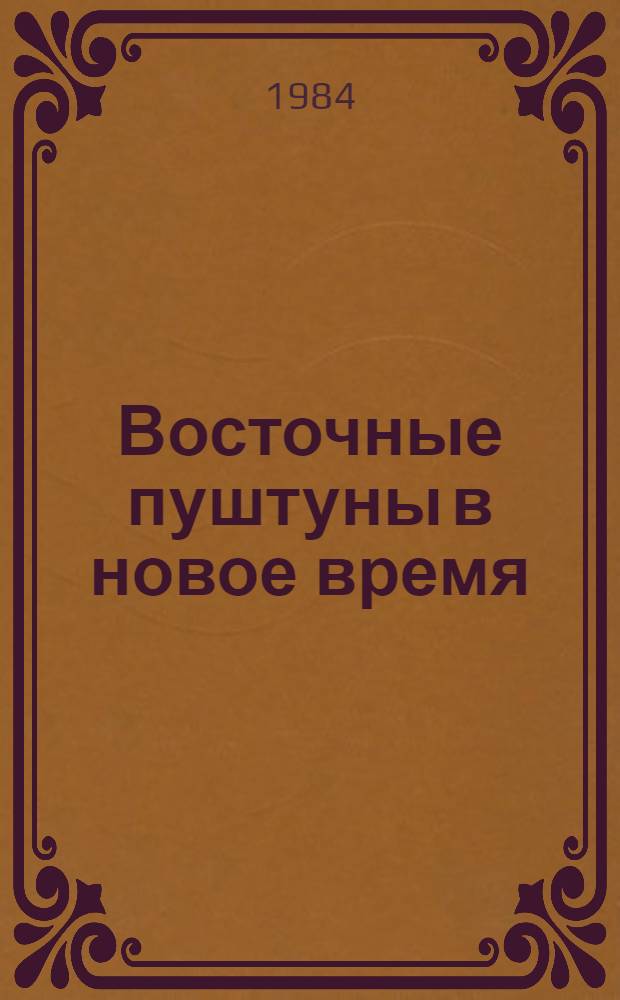 Восточные пуштуны в новое время : (Этносоциал. характеристика)