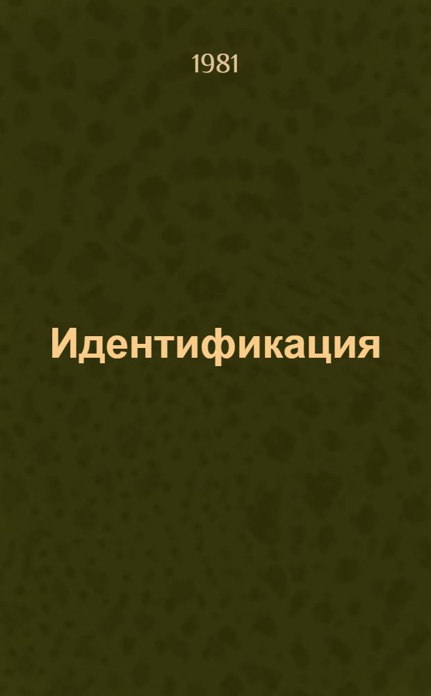 Идентификация : Учеб. пособие