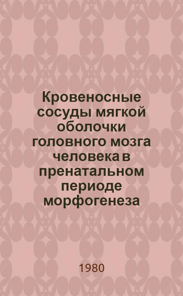 Кровеносные сосуды мягкой оболочки головного мозга человека в пренатальном периоде морфогенеза : Автореф. дис. на соиск. учен. степ. канд. мед. наук : (14.00.02)
