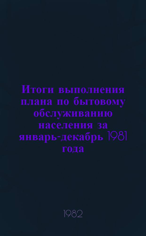 Итоги выполнения плана по бытовому обслуживанию населения за январь-декабрь 1981 года : По данным ЦСУ РСФСР