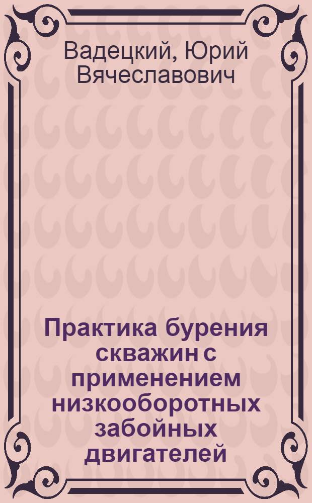 Практика бурения скважин с применением низкооборотных забойных двигателей