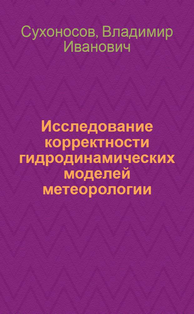 Исследование корректности гидродинамических моделей метеорологии : Автореф. дис. на соиск. учен. степ. канд. физ.-мат. наук : (01.01.02)