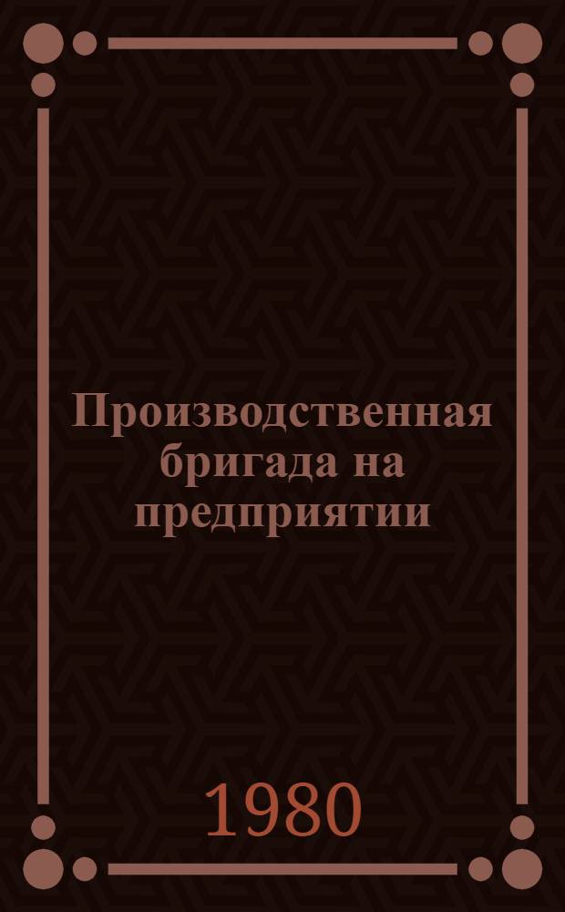 Производственная бригада на предприятии : Опыт