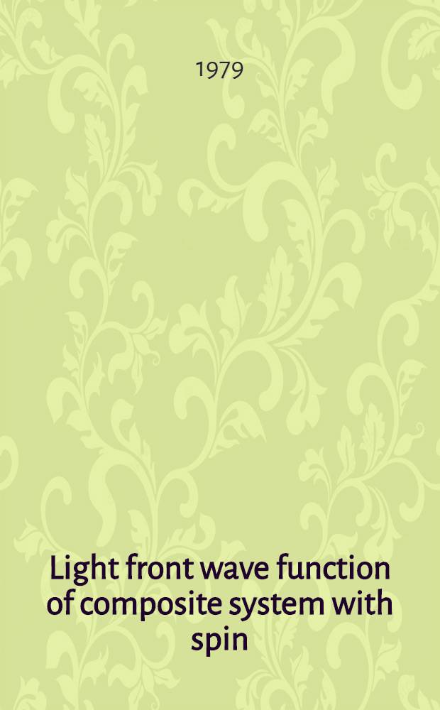 Light front wave function of composite system with spin