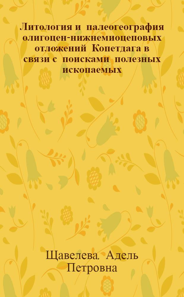 Литология и палеогеография олигоцен-нижнемиоцеповых отложений Копетдага в связи с поисками полезных ископаемых : Автореф. дис. на соиск. учен. степени канд. геол.-минерал. наук : (04.00.08)