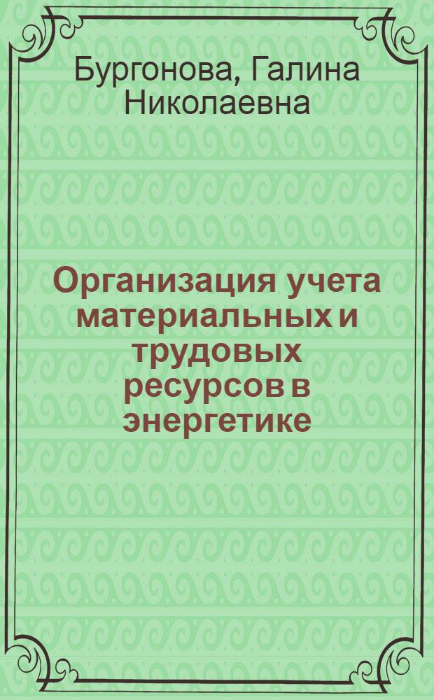 Организация учета материальных и трудовых ресурсов в энергетике : Учеб. пособие