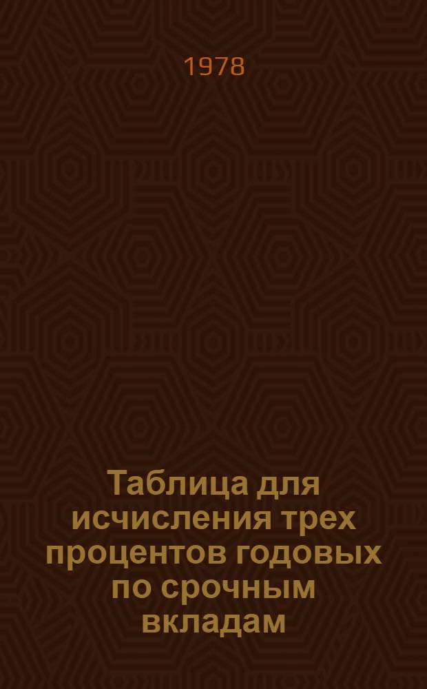 Таблица для исчисления трех процентов годовых по срочным вкладам