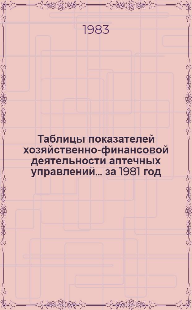 Таблицы показателей хозяйственно-финансовой деятельности аптечных управлений... ... за 1981 год