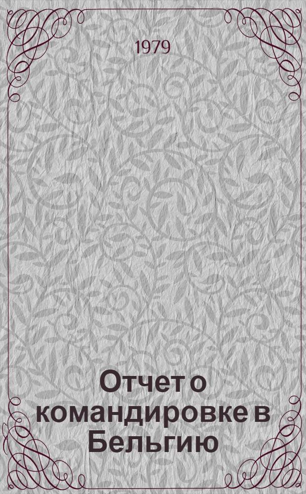 Отчет о командировке в Бельгию