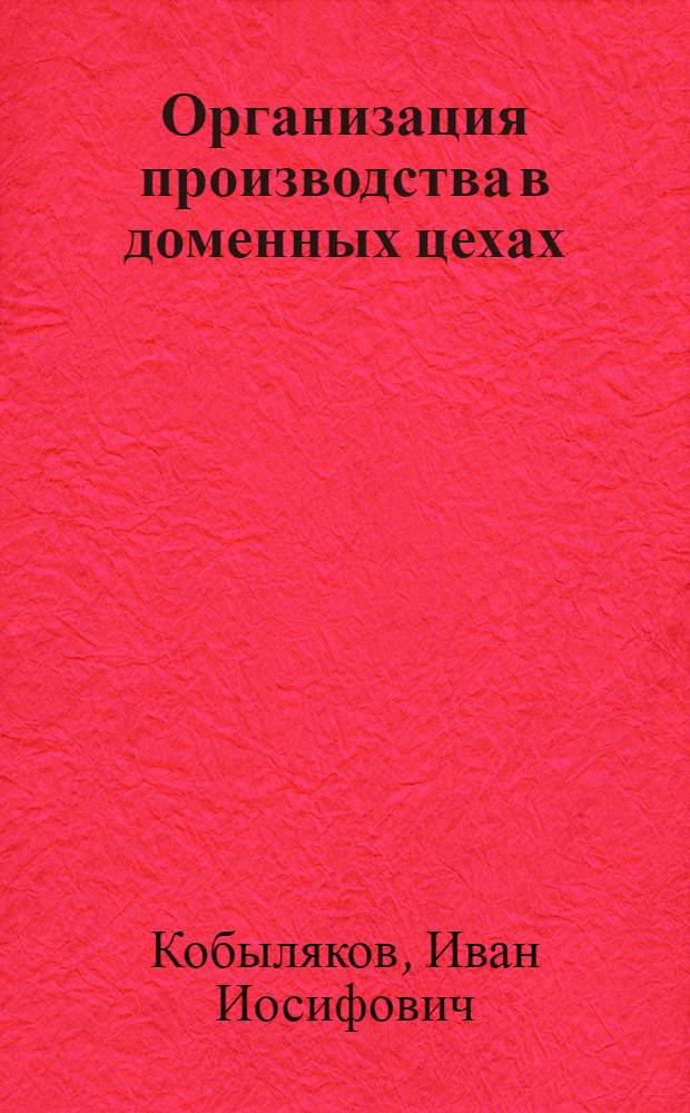 Организация производства в доменных цехах : Учеб. пособие для металлург. вузов и фак.