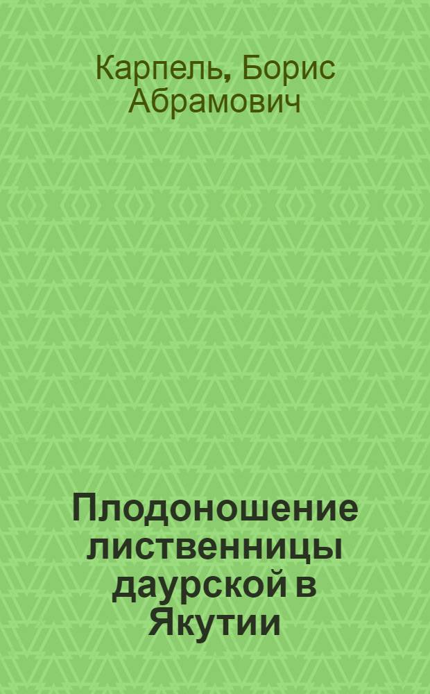 Плодоношение лиственницы даурской в Якутии