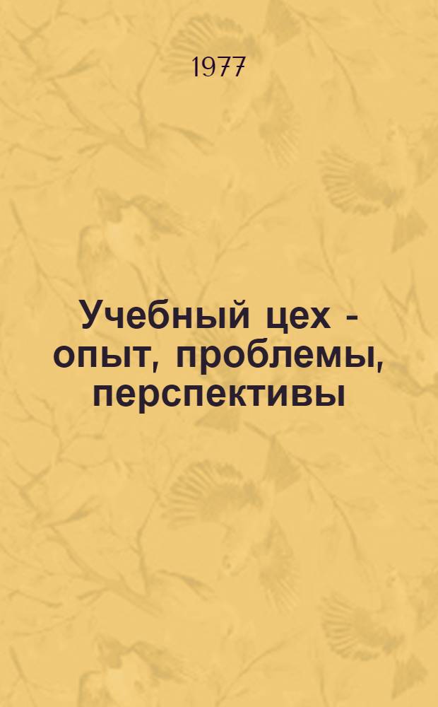 Учебный цех - опыт, проблемы, перспективы