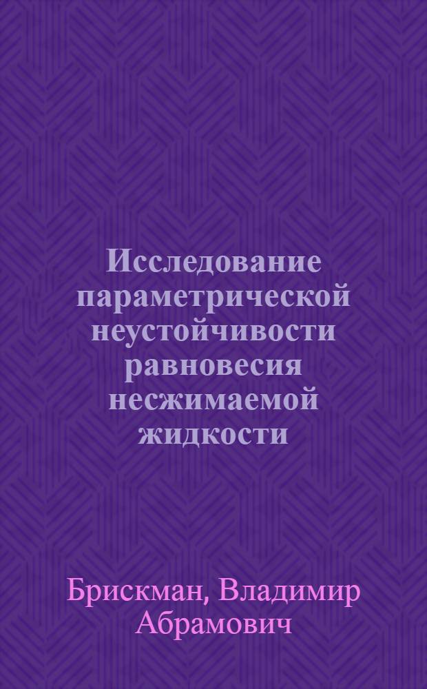 Исследование параметрической неустойчивости равновесия несжимаемой жидкости : Автореф. дис. на соиск. учен. степени канд. физ.-мат. наук : (01.02.05)