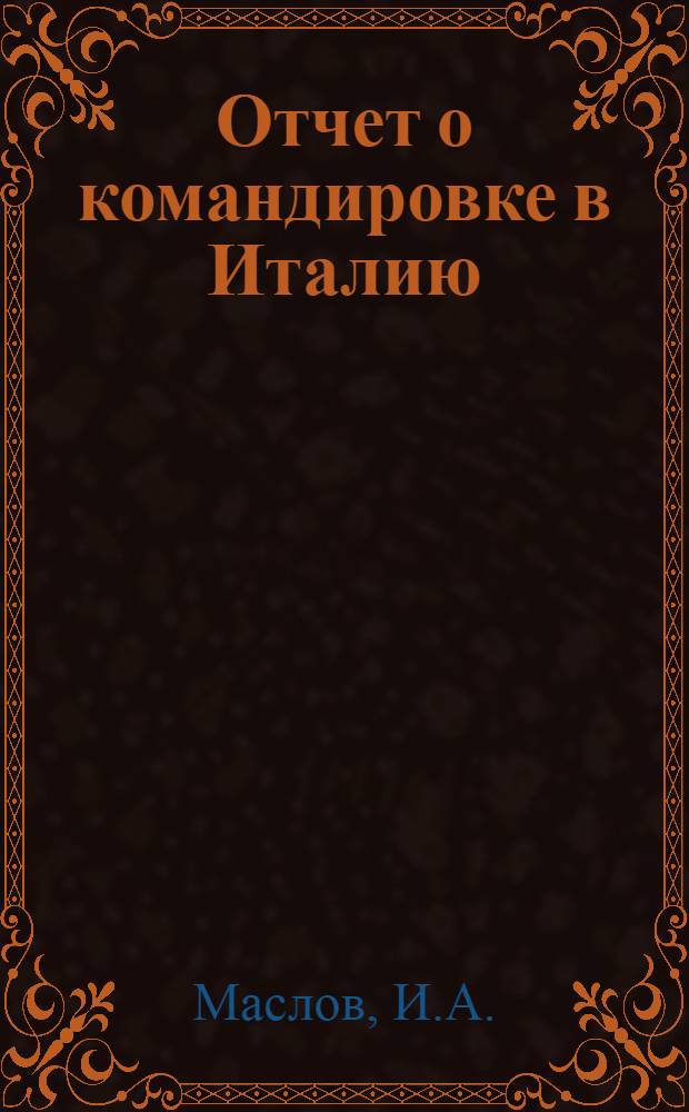 Отчет о командировке в Италию
