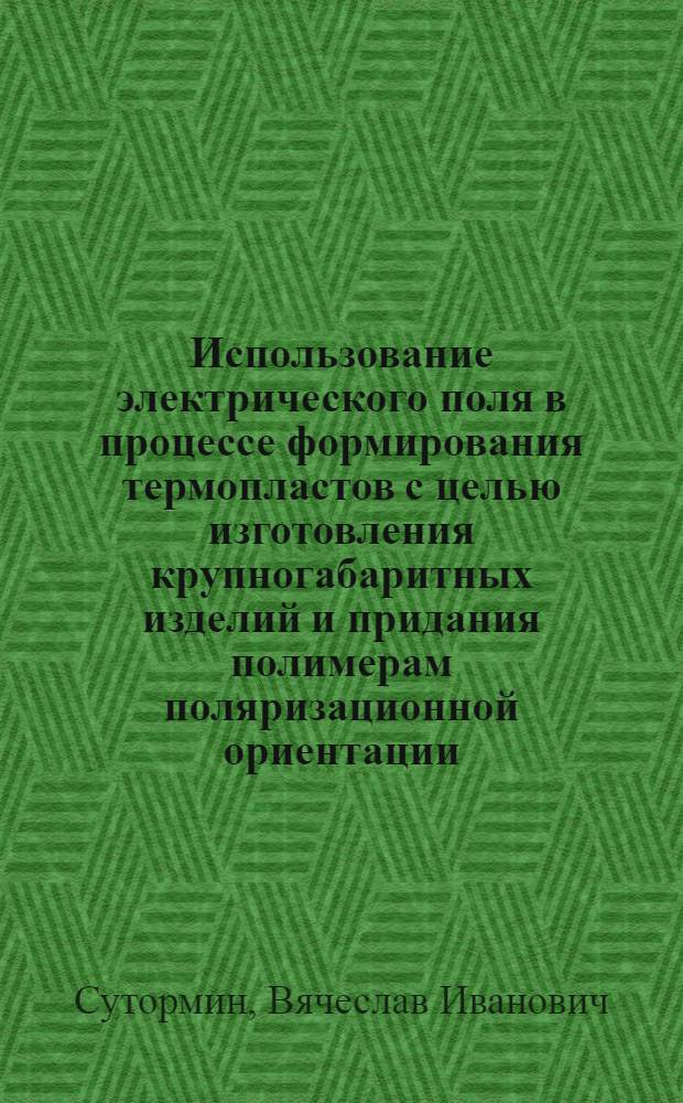 Использование электрического поля в процессе формирования термопластов с целью изготовления крупногабаритных изделий и придания полимерам поляризационной ориентации : Автореф. дис. на соиск. учен. степени канд. техн. наук : (05.02.01)