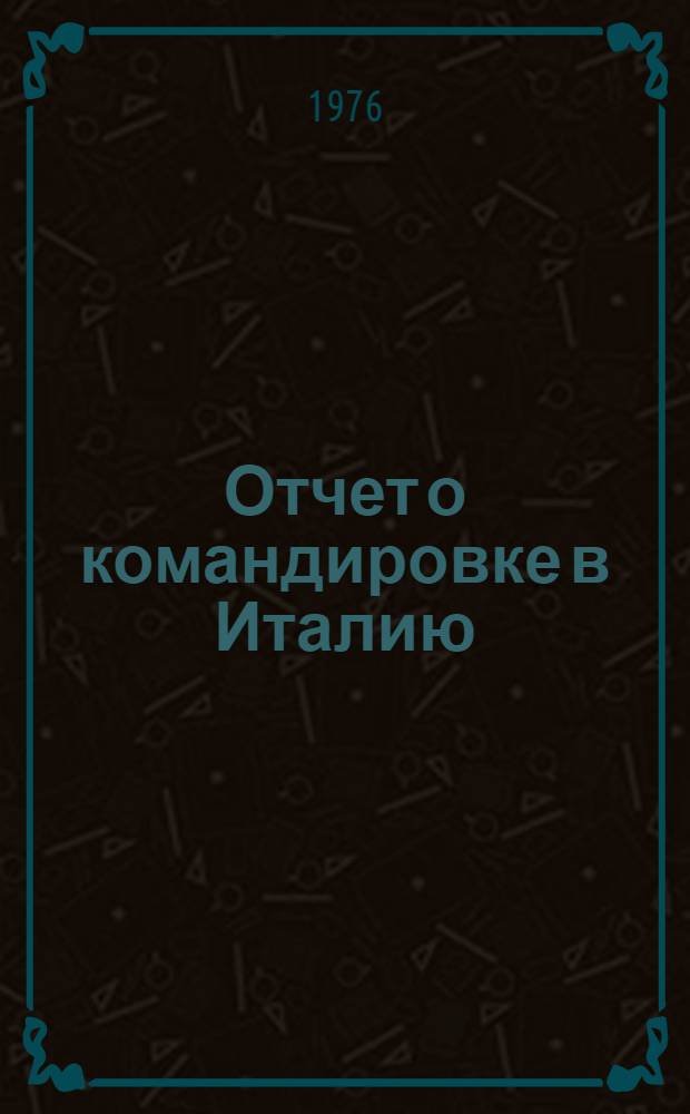 Отчет о командировке в Италию